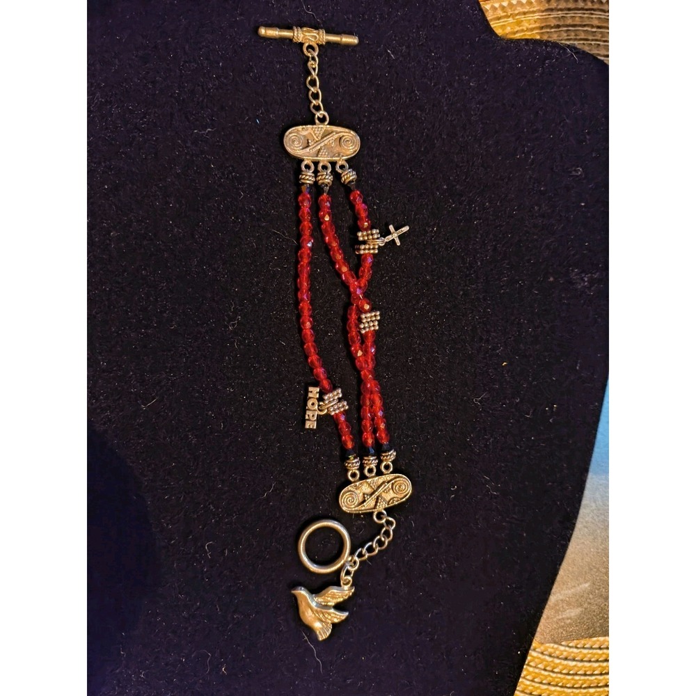 Sterling Silver Cross, Bird And Hope Bracelet